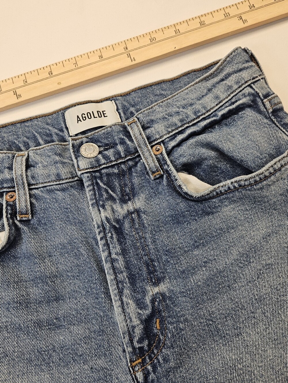 AGOLDE Jeans Womens 25 Blue High Rise Straight Light Wash Faded Denim - Picture 3 of 10